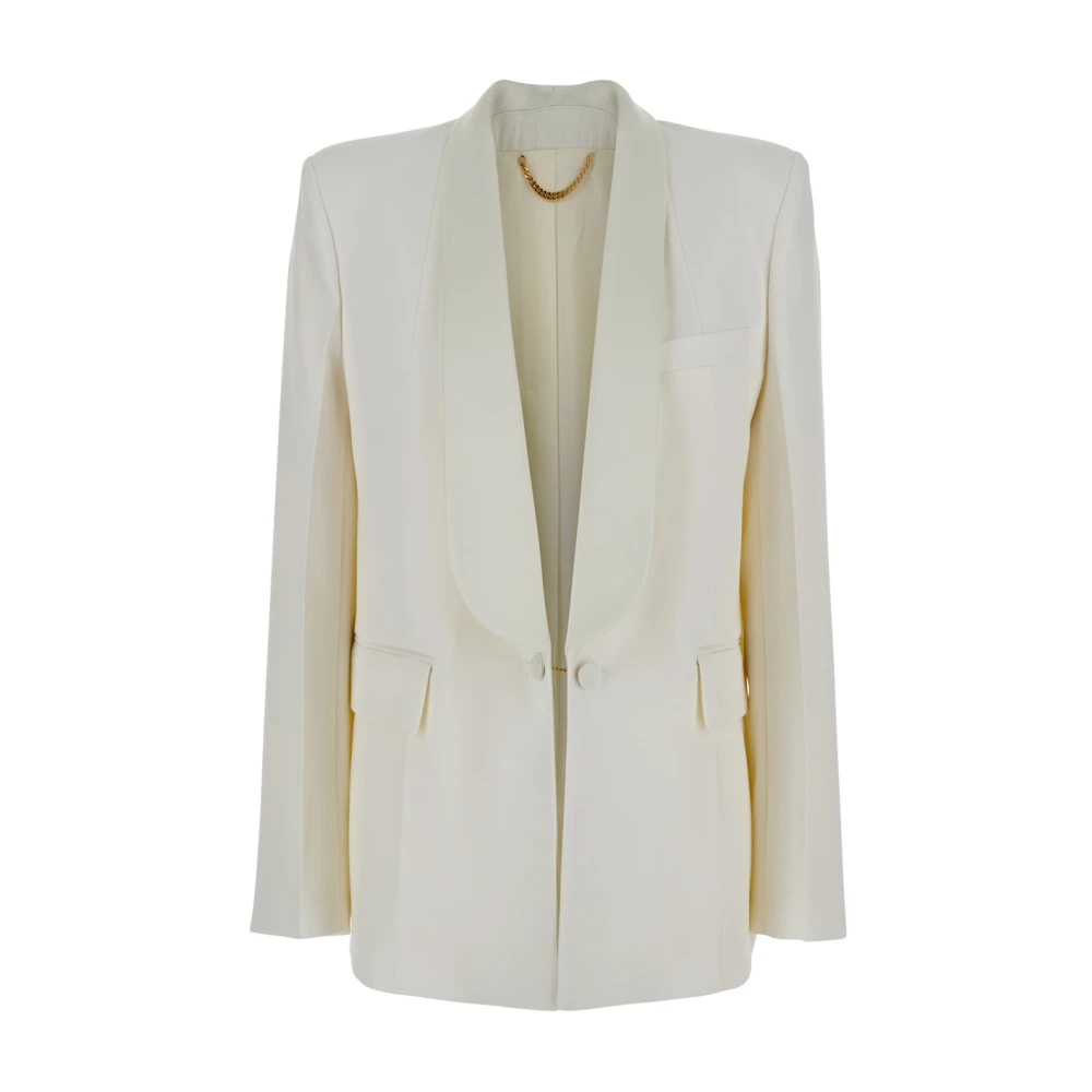 Victoria Beckham Witte Shawl Kraag Jas Vrouw Stof White Dames