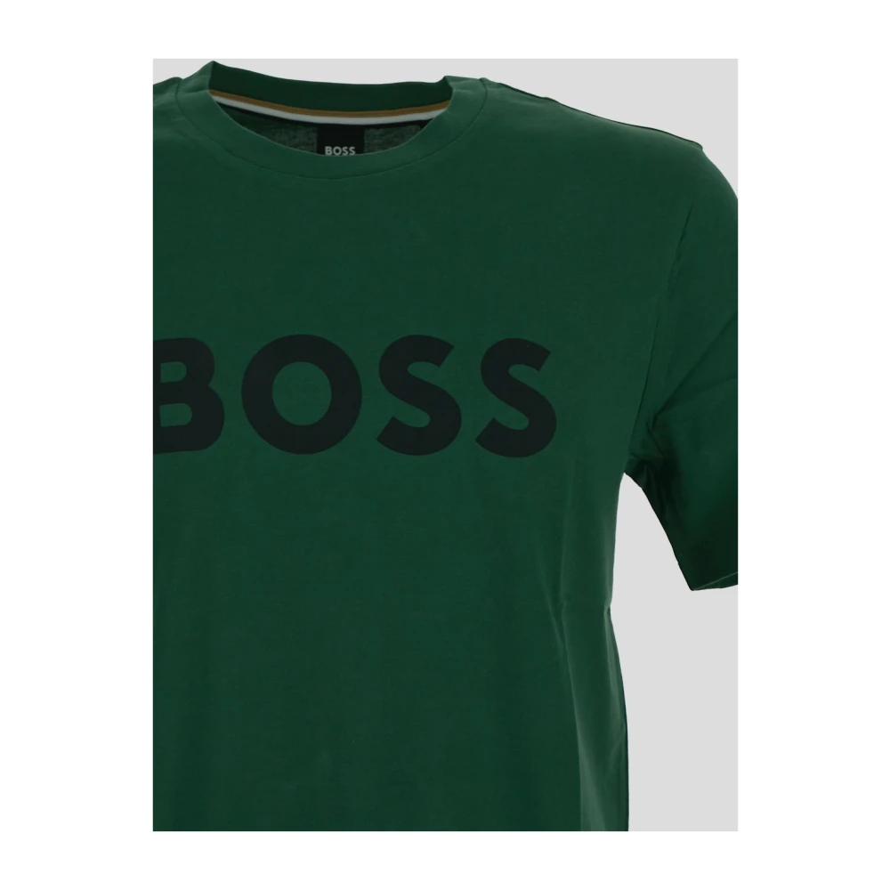 Hugo Boss Katoenen Boss Logo T-shirt Green Heren