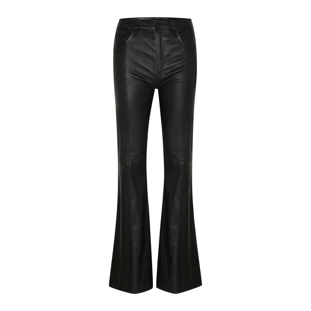 Gestuz Zwarte Flared Leren Broek Black Dames