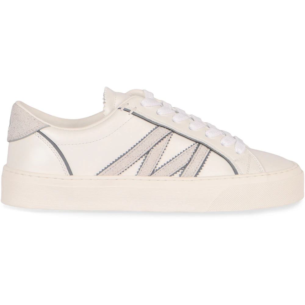 Moncler Leather Trainers With Contrasting Heel Insert - Female - Sneakers - White - 6 Uk - Shoes