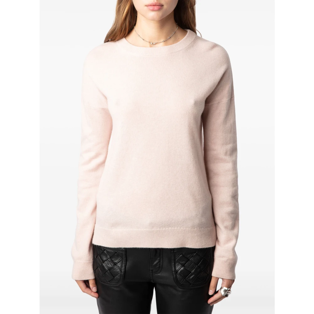 Zadig & Voltaire Lichtroze Kasjmiertrui met Sterrenpatches Pink Dames
