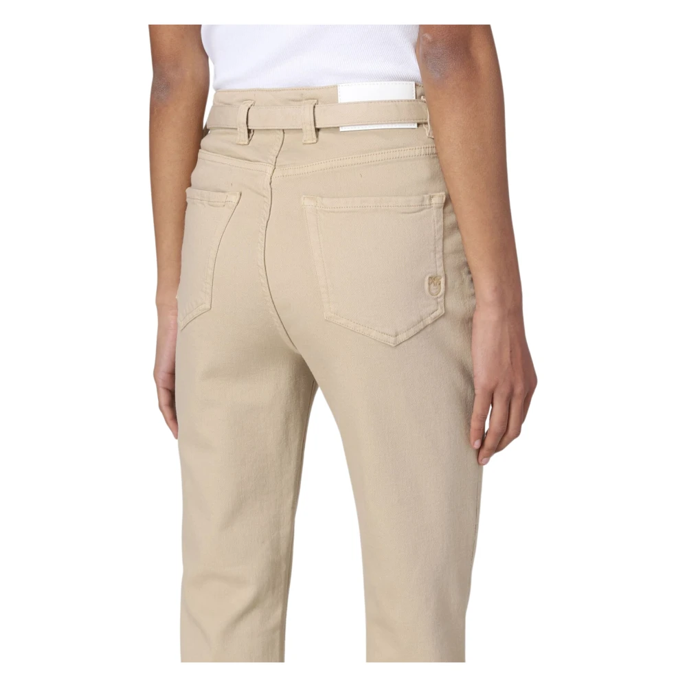 pinko Slim-fit Denim Broek Beige Dames