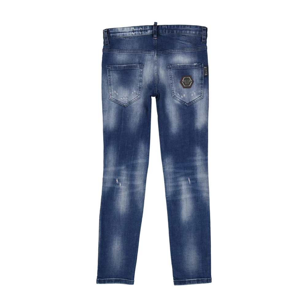 Philipp Plein Blauwe Jeans Ss22 met Destroyed Effect Blue Heren