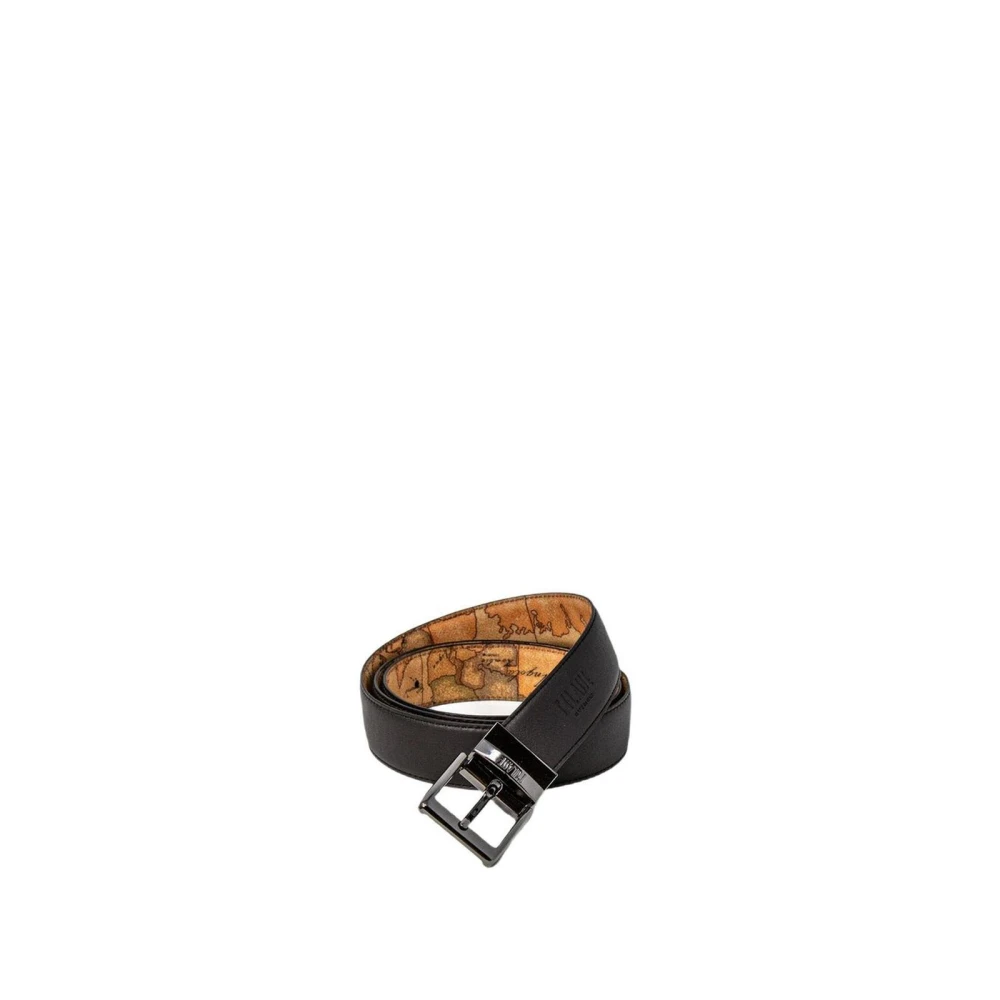 Alviero Martini 1A Classe Men's Brown Geo Map Design Leather Belt - Belts - 110 Cm - Accessories