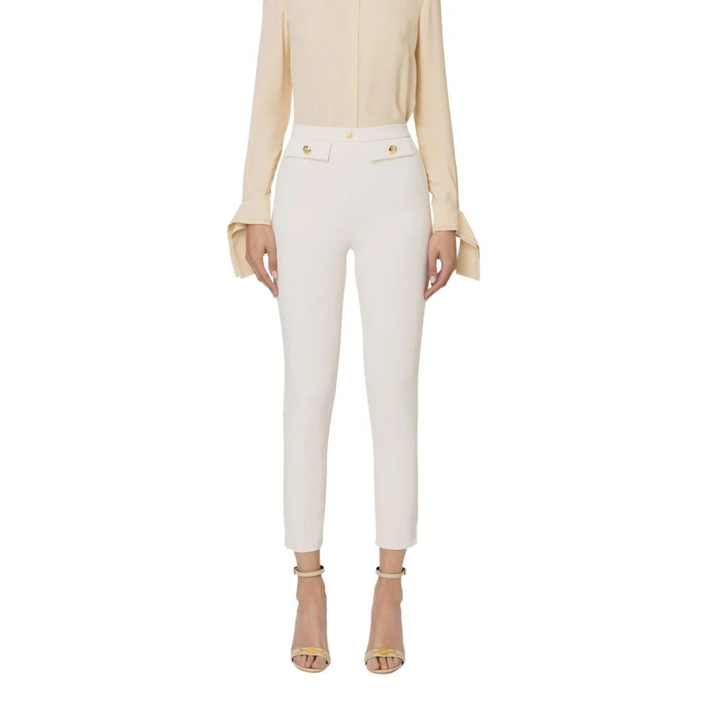 Elisabetta Franchi Capri Broek met Stud Detail Beige Dames