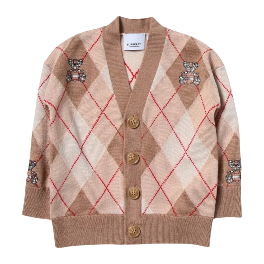 Burberry Beige Teddy Bear Check Cardigan Beige, Unisex