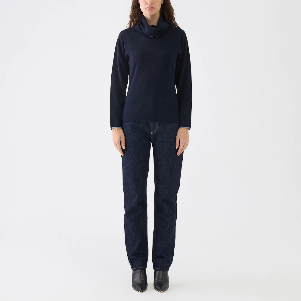 Le Tricot Perugia Navy Blue Wol Zijde Kasjmier Fietser Blue Dames