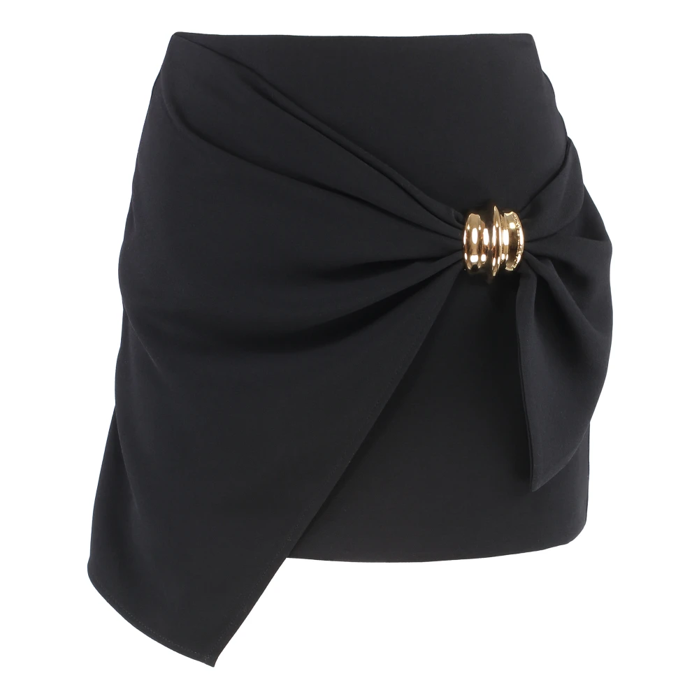 Elisabetta Franchi Gedrapeerde Mini Rok Asymmetrische Zoom Black Dames