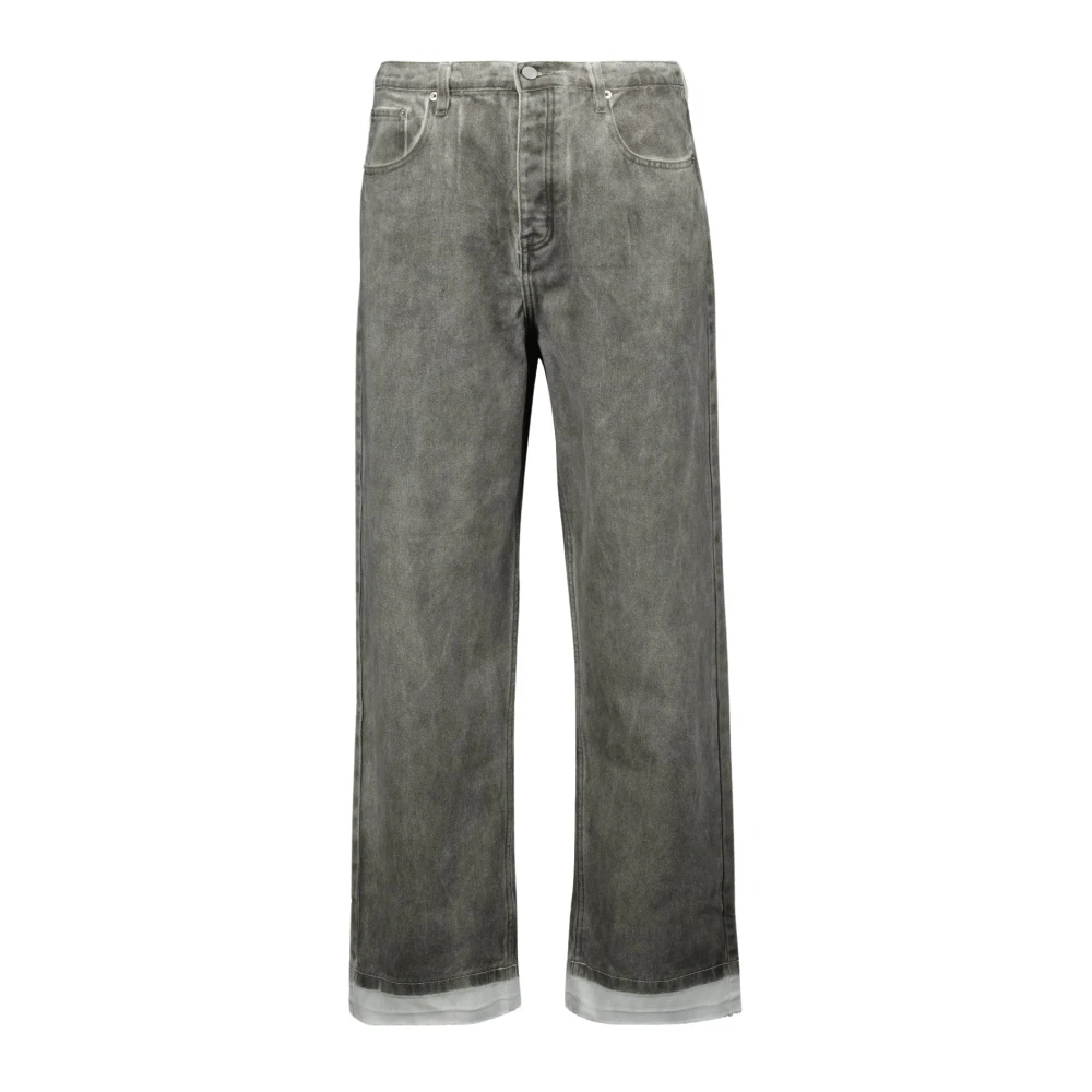 Iro Gray Straight Fit Jeans, Male, W32, Grey Denim Jeans With White Hem