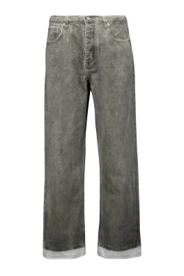 Grå Denim Jeans med Vit Hem