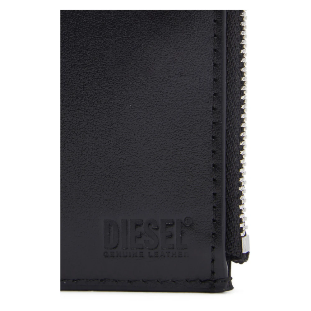 Diesel Small leather wallet with embossed logo Black Dames