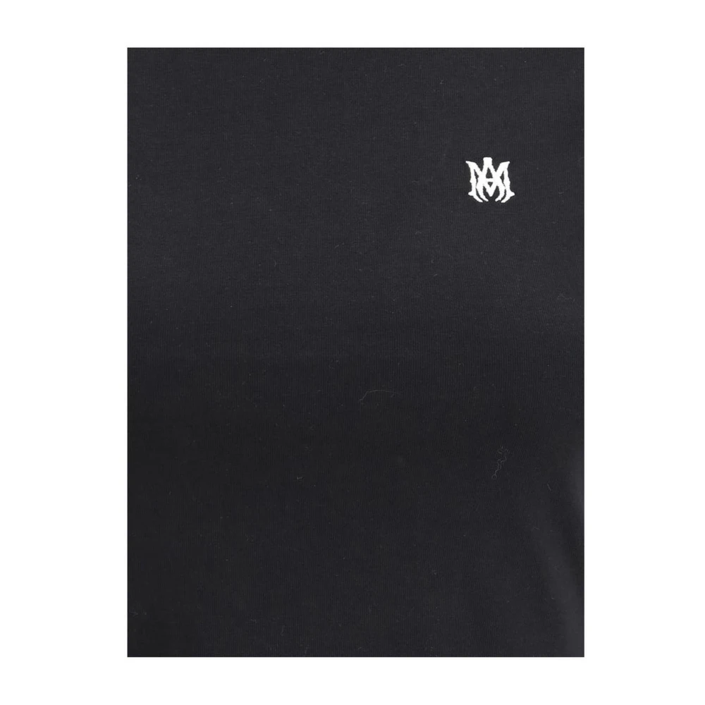 Amiri Geborduurd Logo Crop Katoenen T-shirt Black Dames