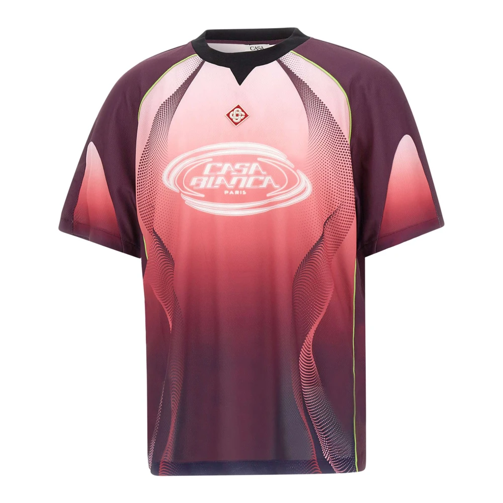 Casablanca Men's Pink Gradient Mesh Football T-Shirt, T-Shirts, S, Tops