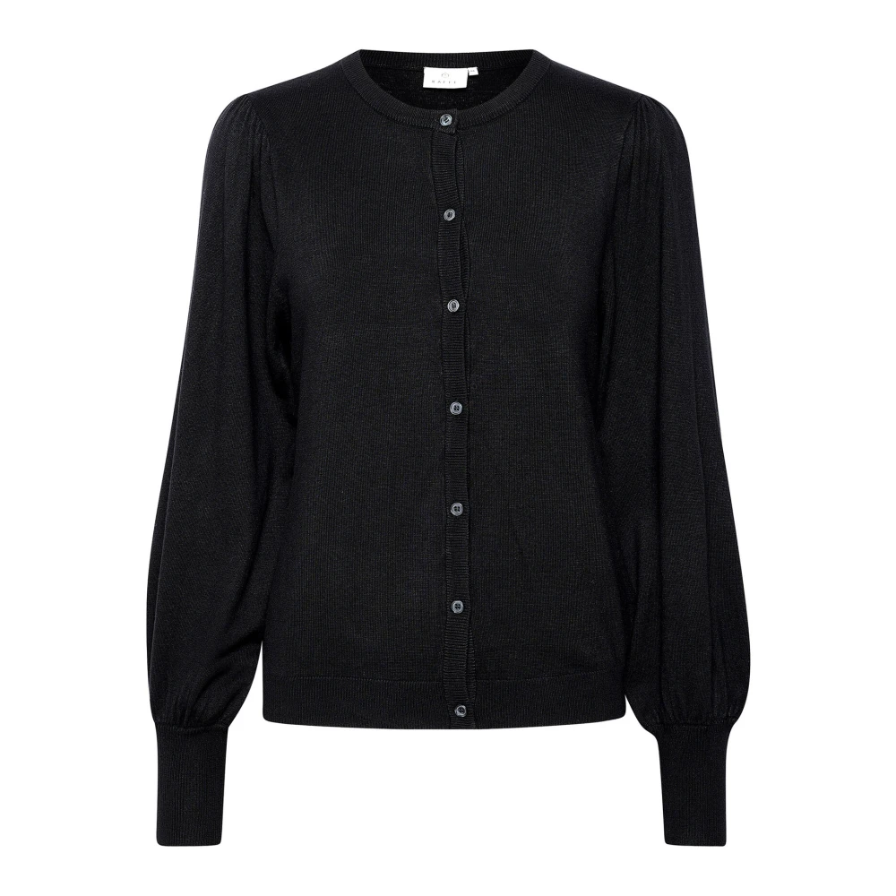 Kaffe Zwarte diepe cardigan met pofmouwen Black Dames