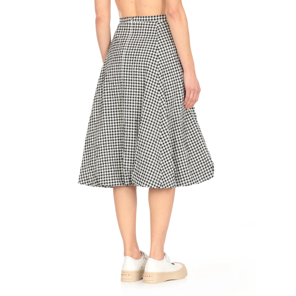 Marni Zwarte katoenmix rok met ruitpatroon Black Dames
