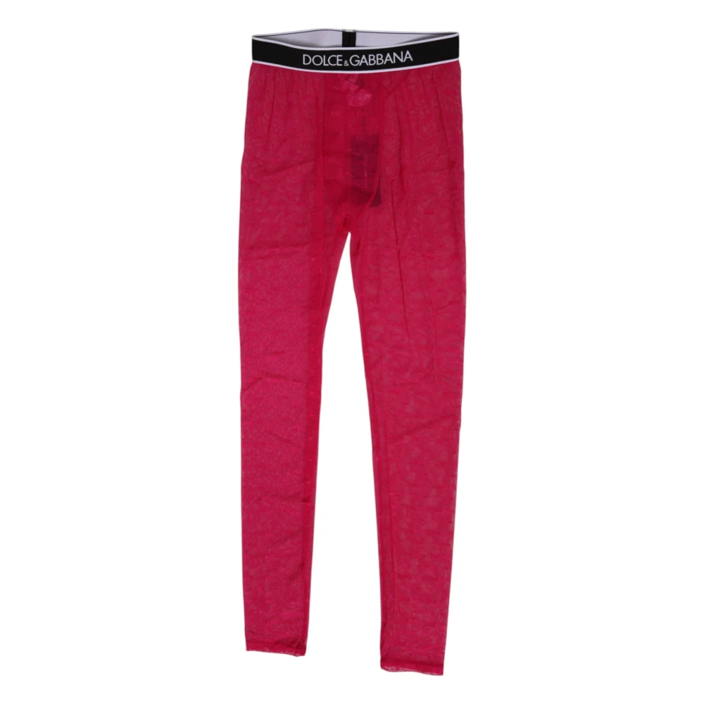 Dolce & Gabbana Women's Pink Logo Lace Leggings - Leggings - S - Trousers