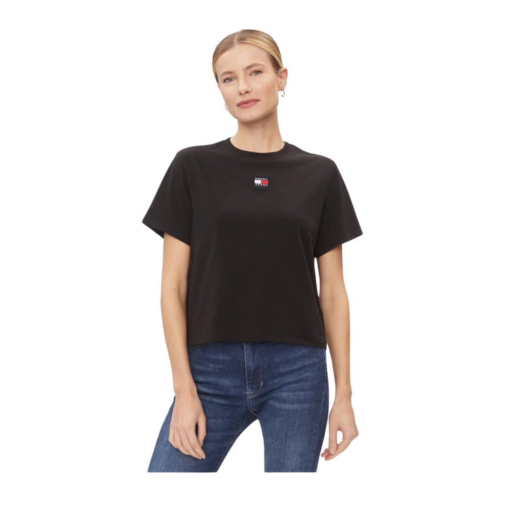 Tommy Jeans Geborduurd logo boxy fit t-shirt Black Dames