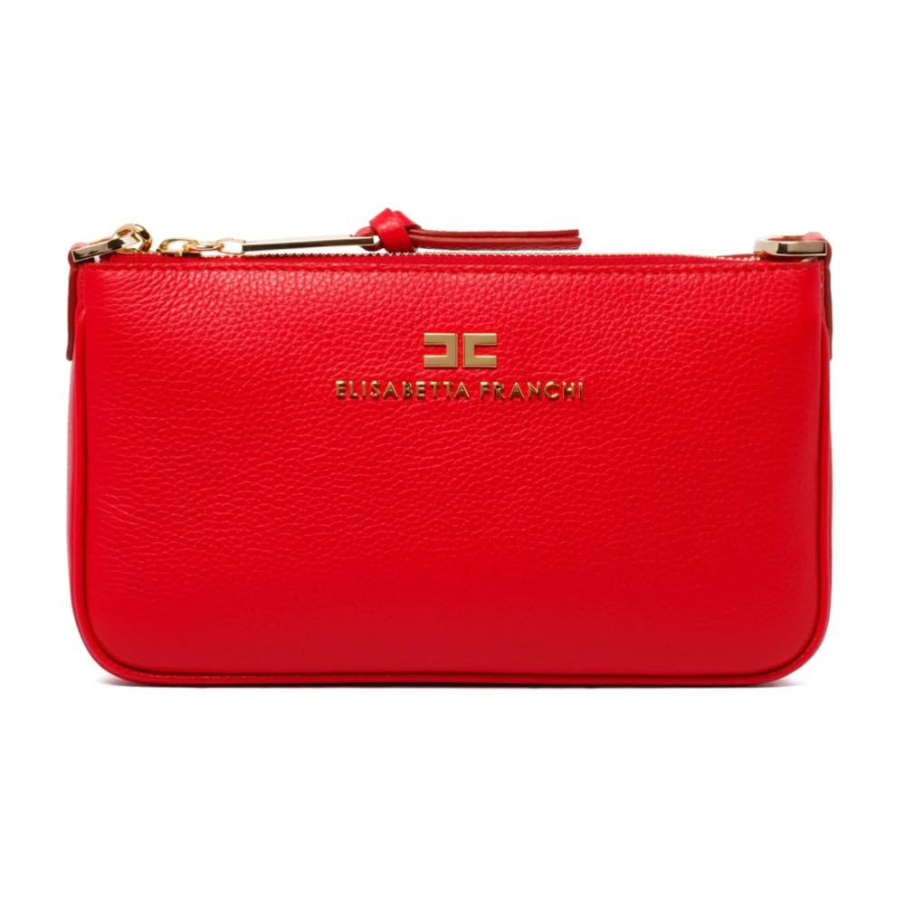 Elisabetta Franchi Rode Schoudertas van Leer Red Dames