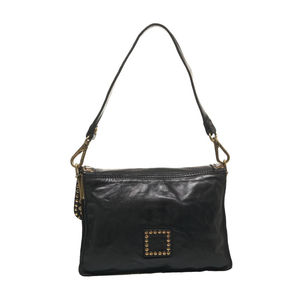 Campomaggi Zwarte leren schoudertas Elegant ontwerp Black Dames