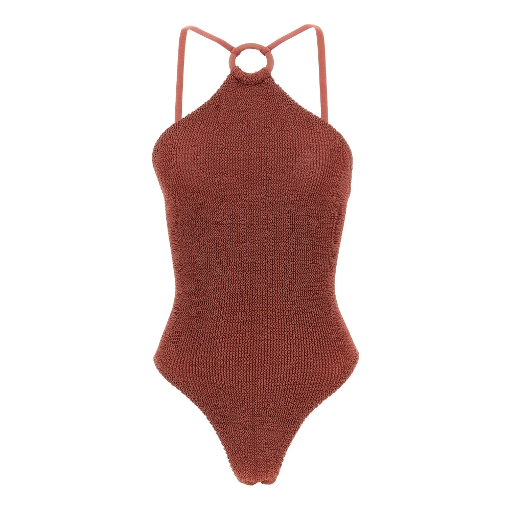 Hunza G Women's Red Jasmine Swim With Tonal Hoop - Swimsuits - One Size - Swimwear