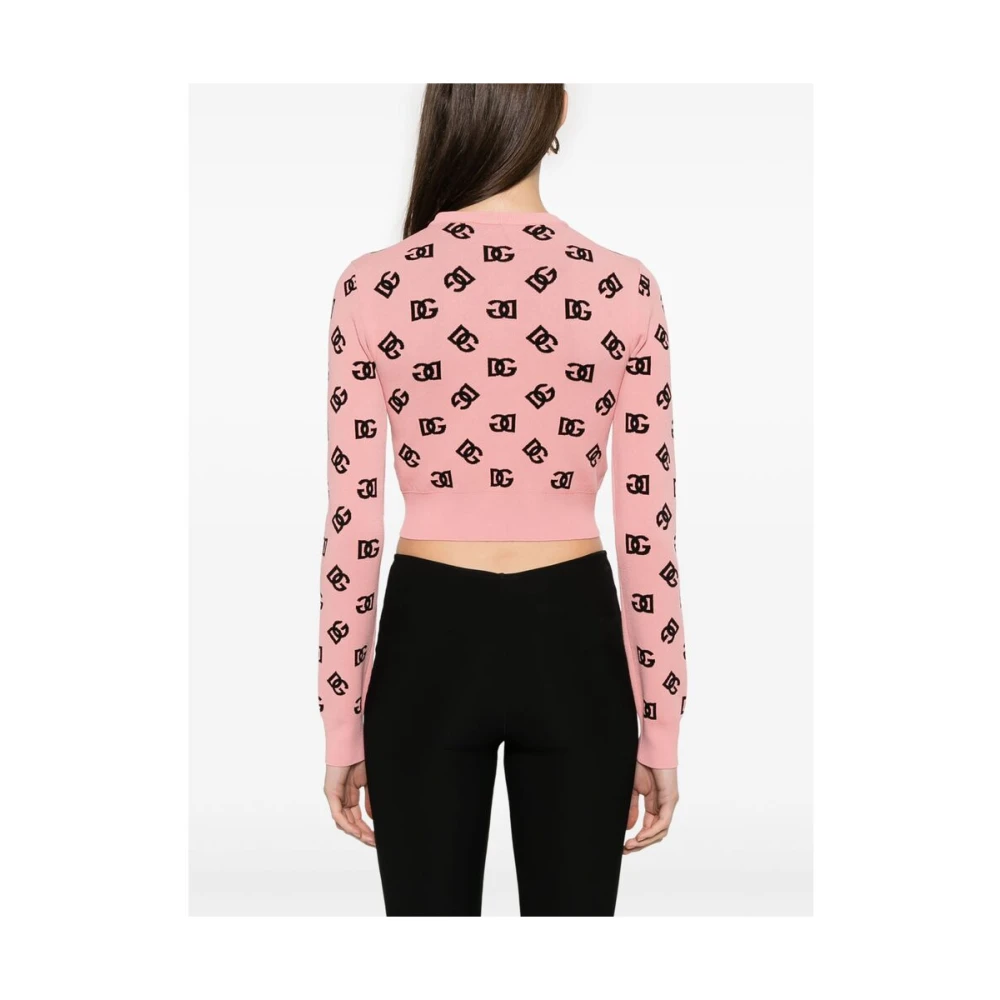 Dolce & Gabbana Peach Pink Ribbed Sweater Pink Dames