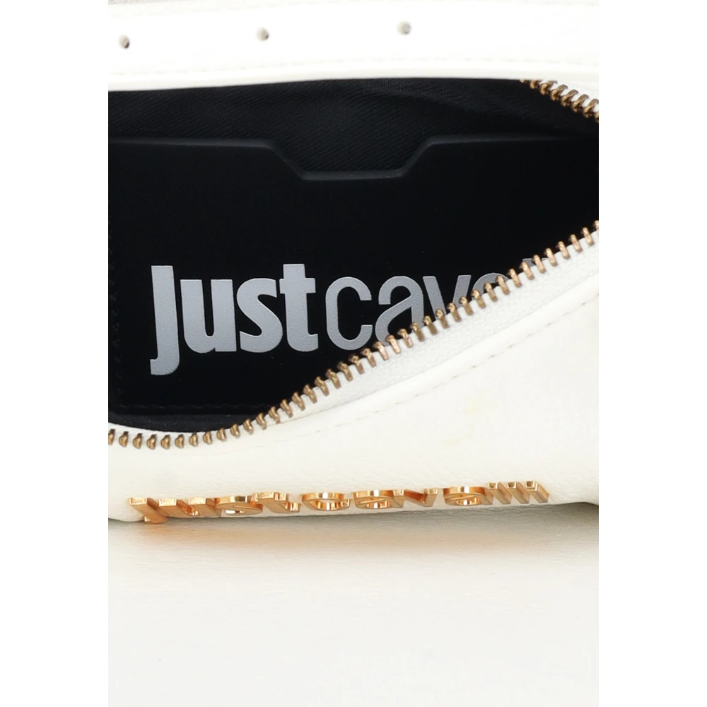 Just Cavalli Witte schoudertas met gouden voorlogo White Dames