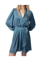 robe-satinee-drapee-bleue