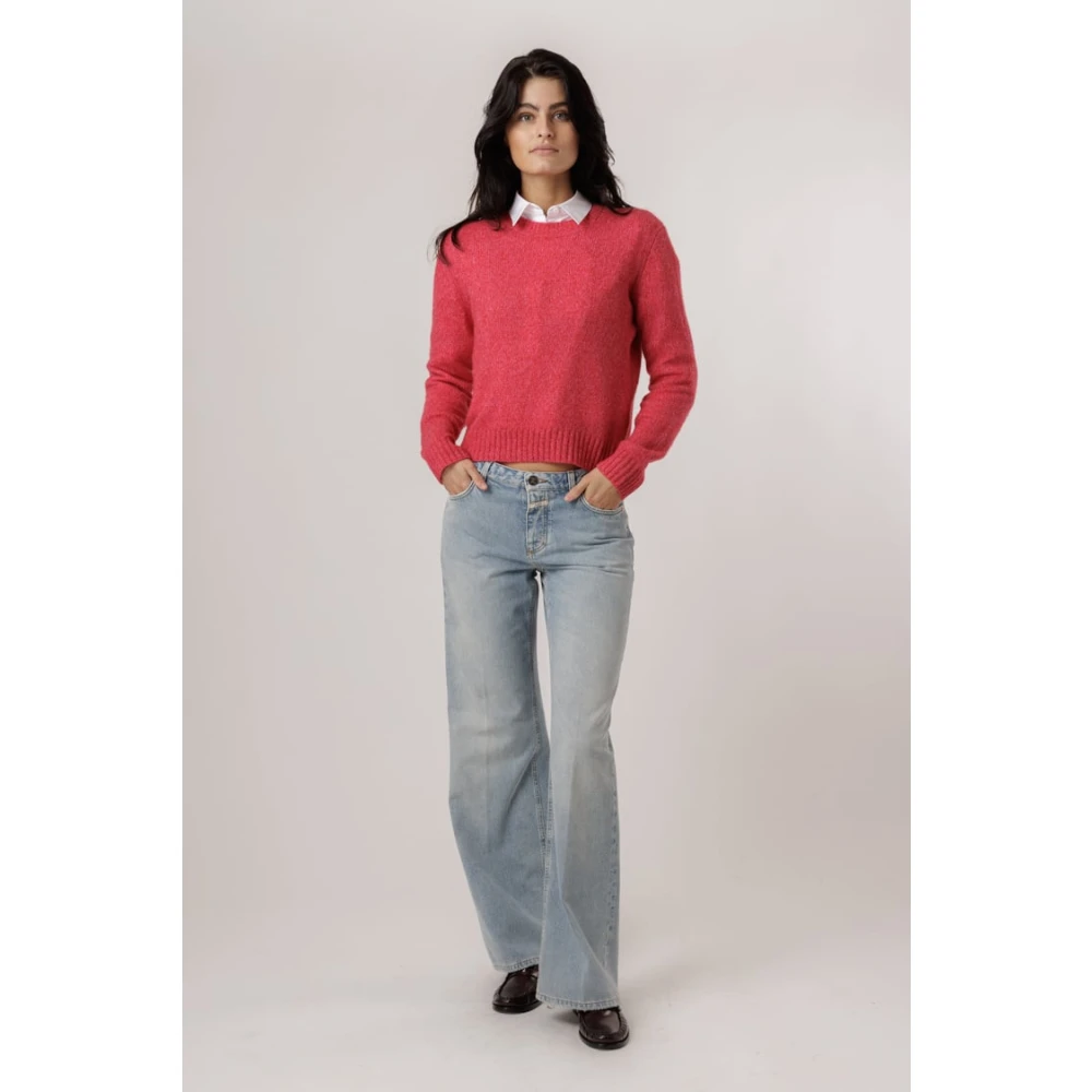 Lisa Yang Koraal trui met ribdetails Pink Dames
