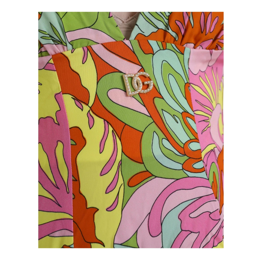 Dolce & Gabbana Multicolor Bloemen Zijden Mini Jurk Multicolor Dames