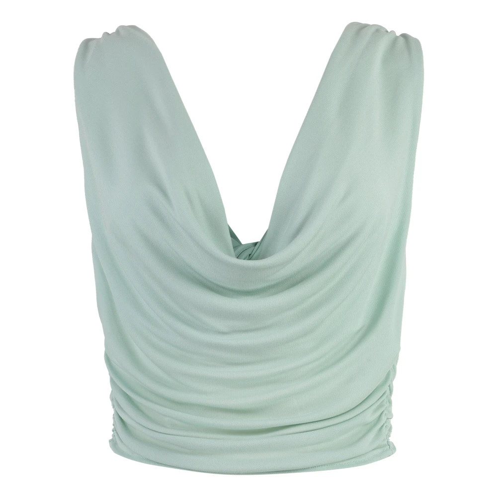 Elisabetta Franchi Elastische Gedrapeerde Top in Viscose Green Dames