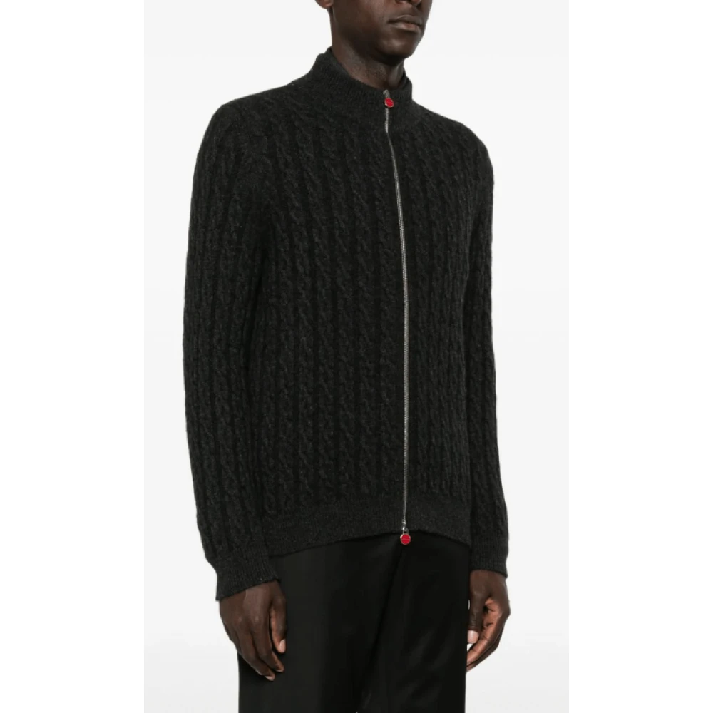 Kiton Donkergrijze Cashmere Cable-Knit Vest Gray Heren