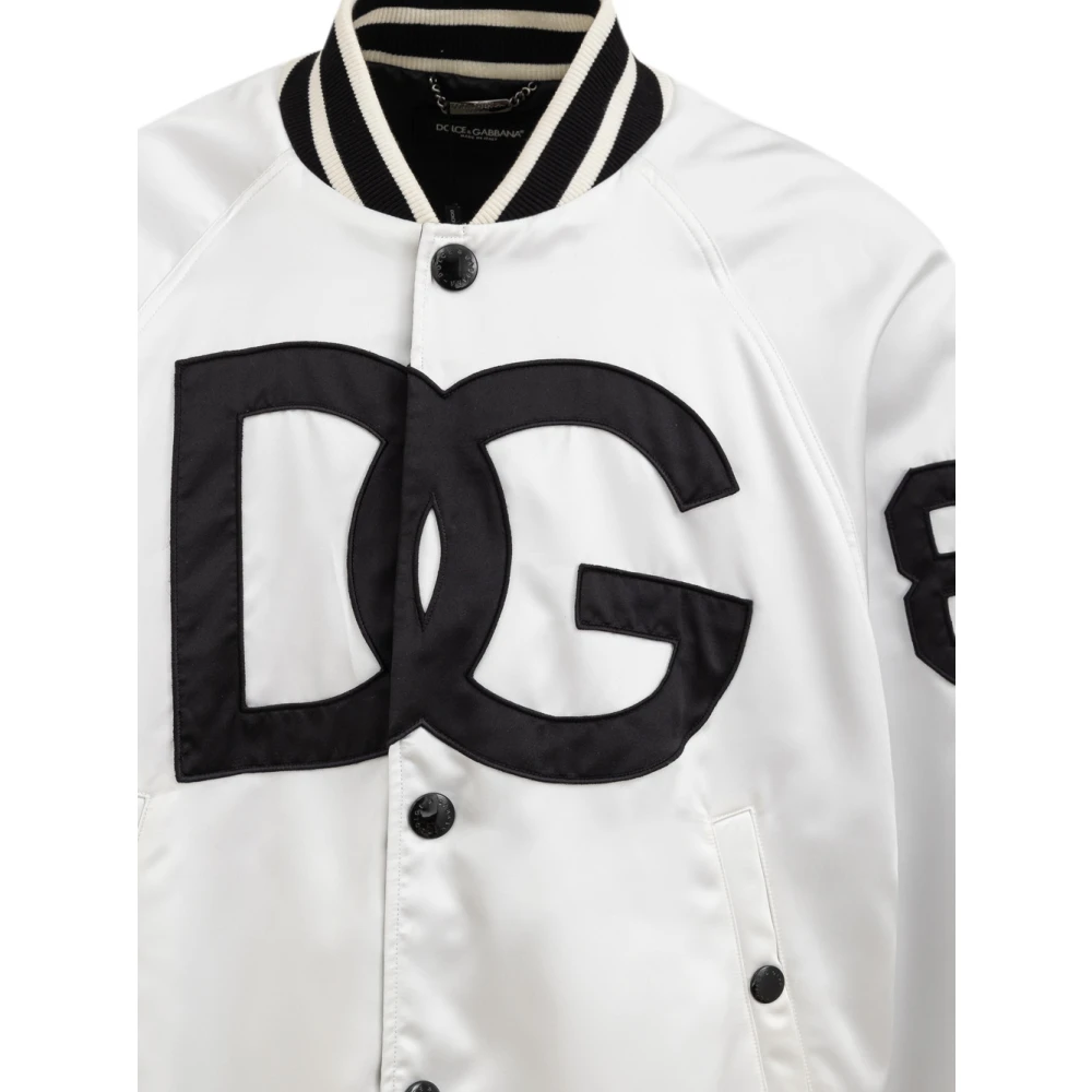 Dolce & Gabbana Varsity Bomberjack met DG-logo White Heren