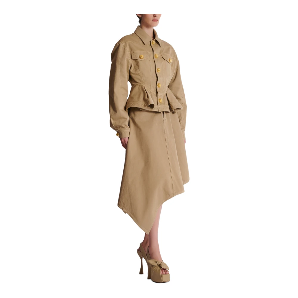 Balmain Gerimpelde katoenen canvasjas Beige Dames