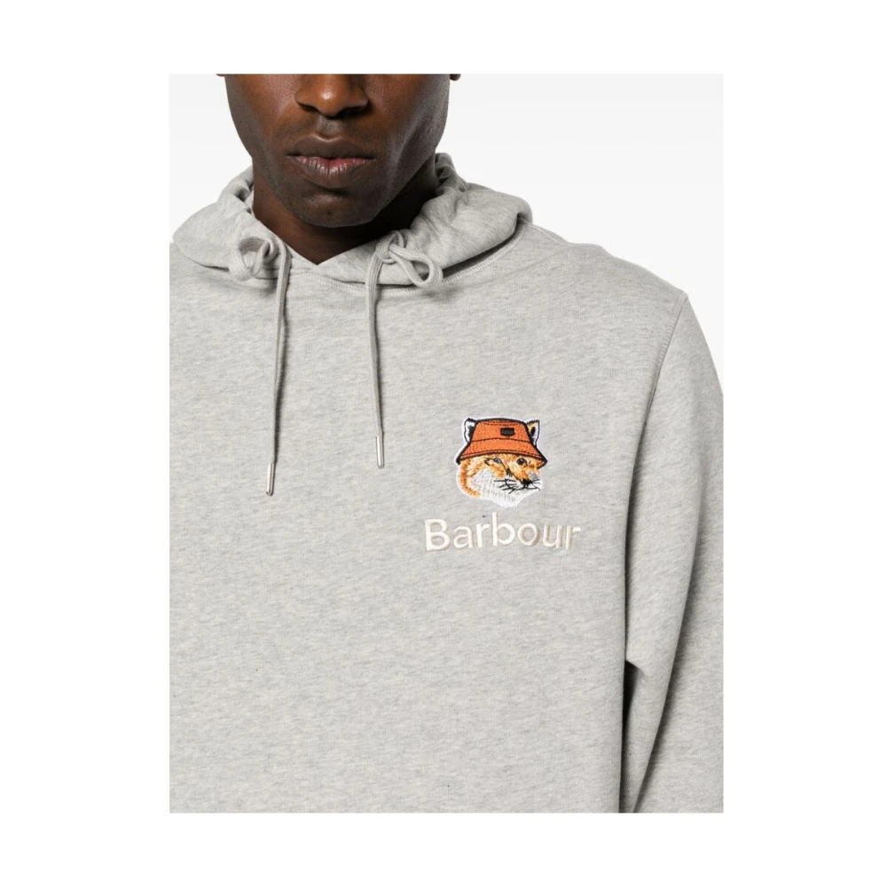 Barbour Logo-geborduurde katoenen hoodie Gray Heren