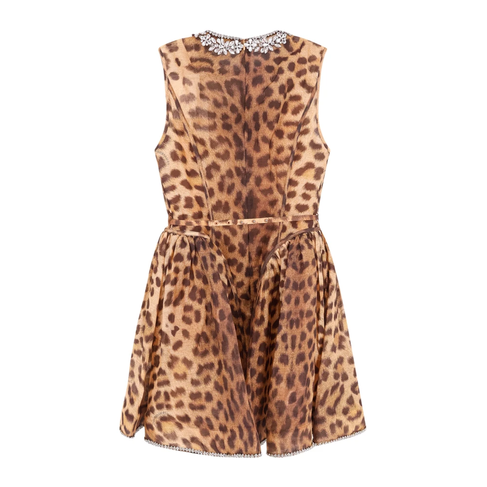 Zimmermann Animalier Linnen Zijden Mini Jurk Multicolor Dames