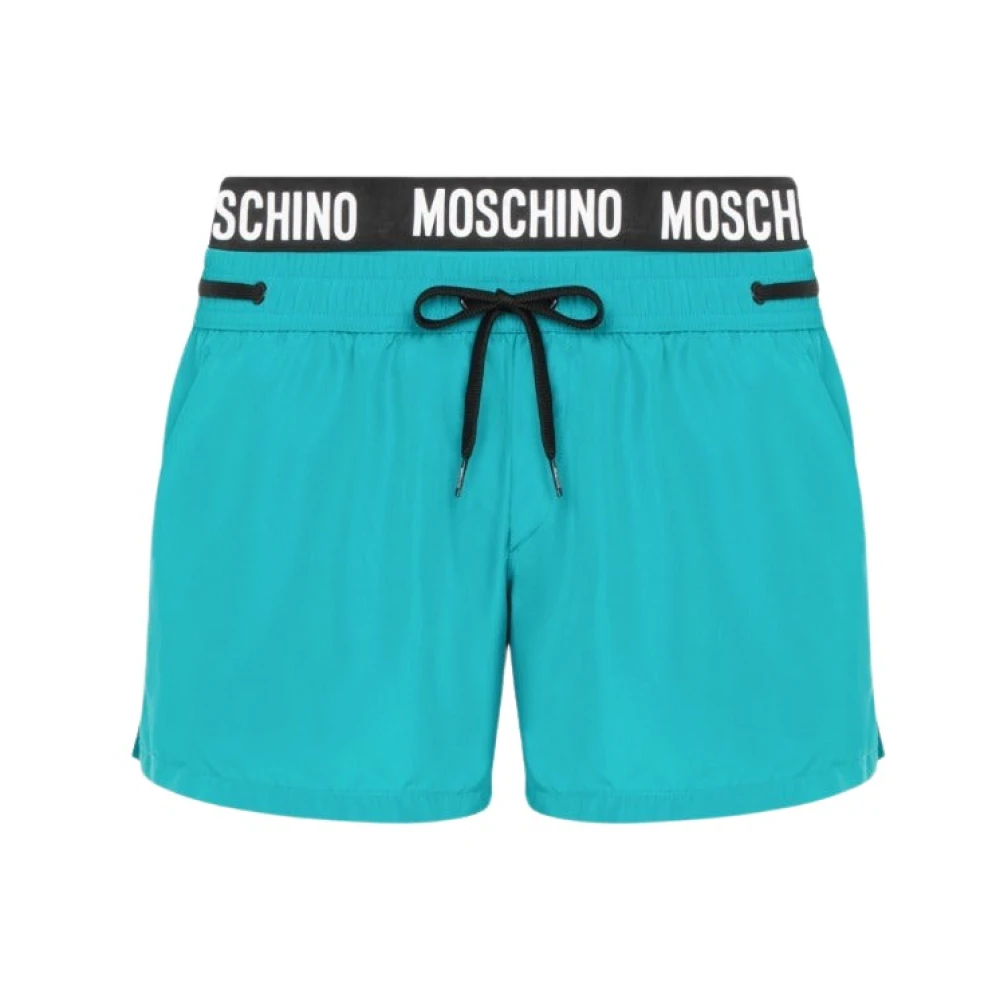Moschino Logo Band Nylon Boxer Zwemshorts Blue Heren