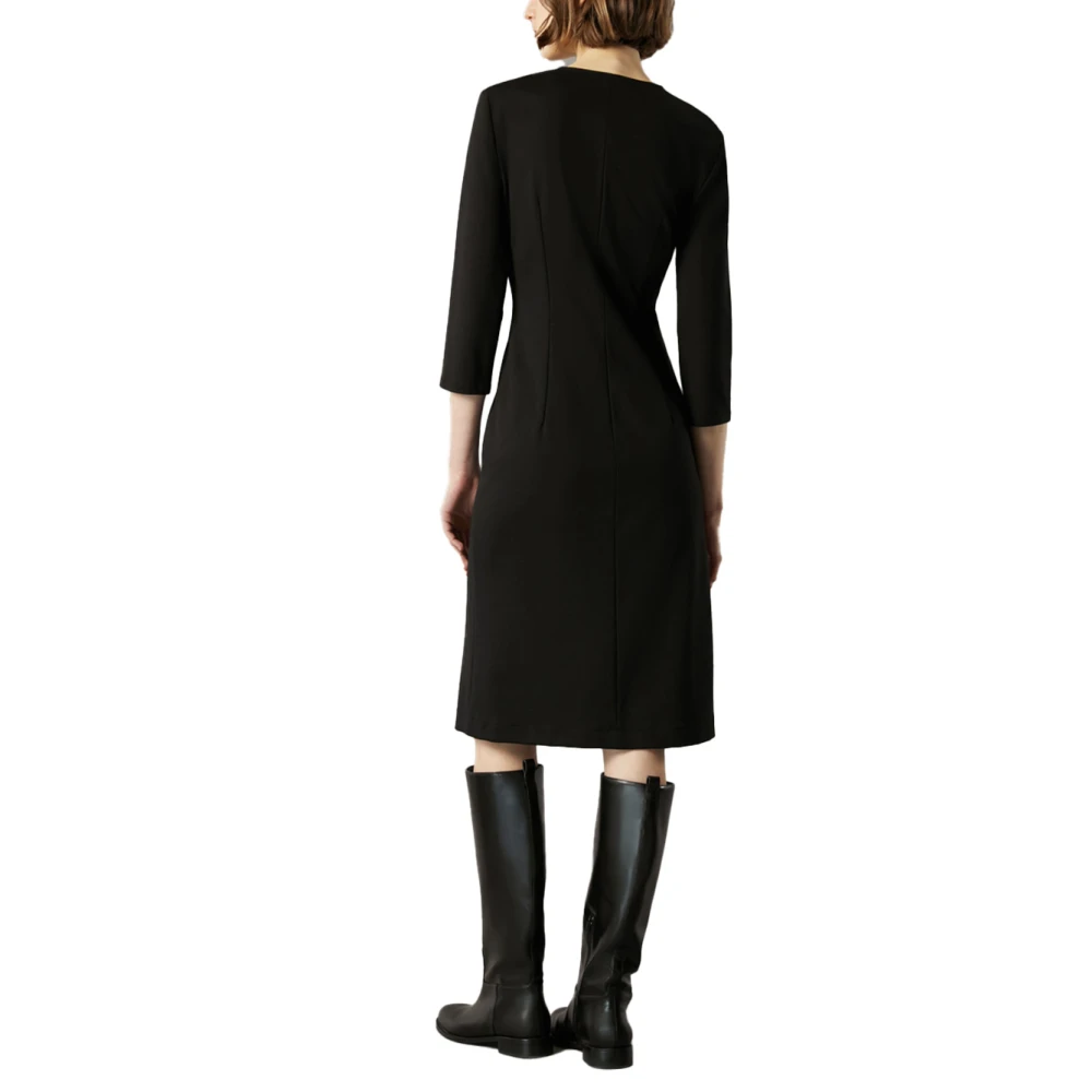 Pennyblack Stretch viscose jurk met V-hals Black Dames