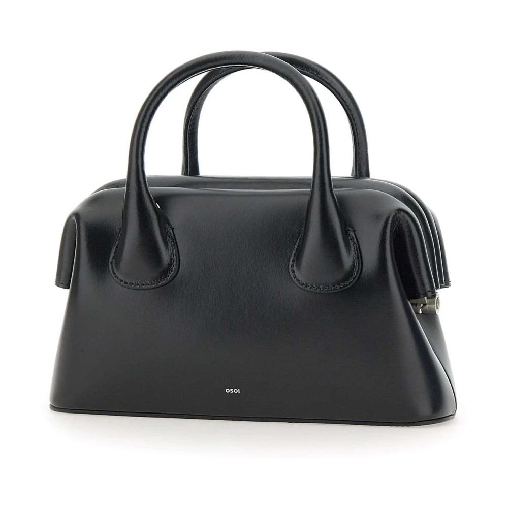 Osoi Zwarte Leren Handtas Boat Mini Black Dames
