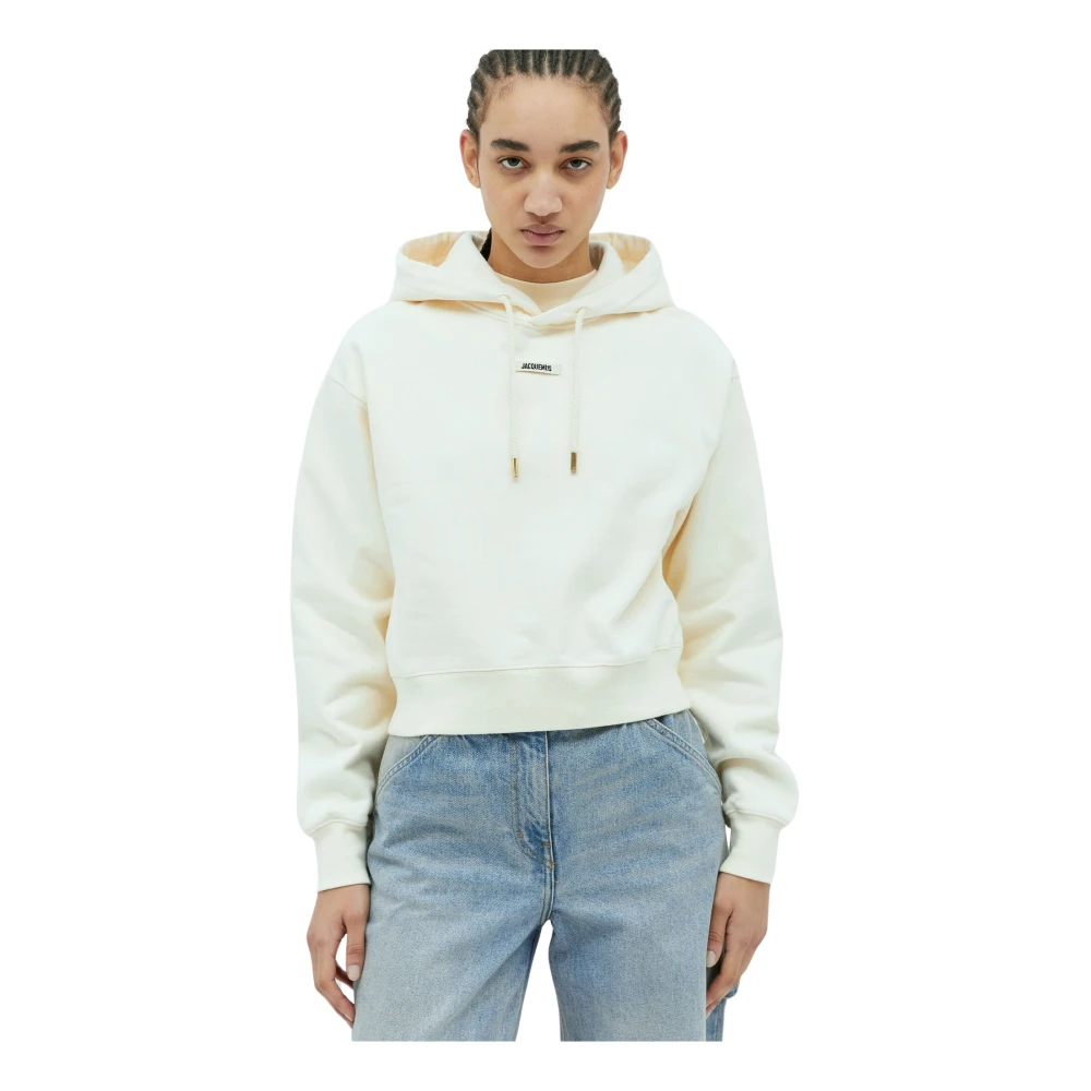 Jacquemus Beige Hoodie met Logo Patch Beige Dames