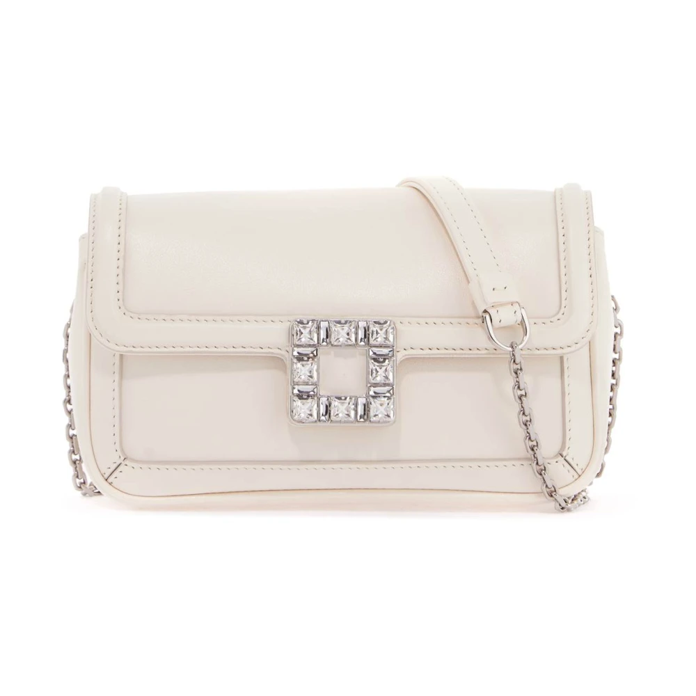 Roger Vivier Kristallen Gesp Clutch Tas White Dames