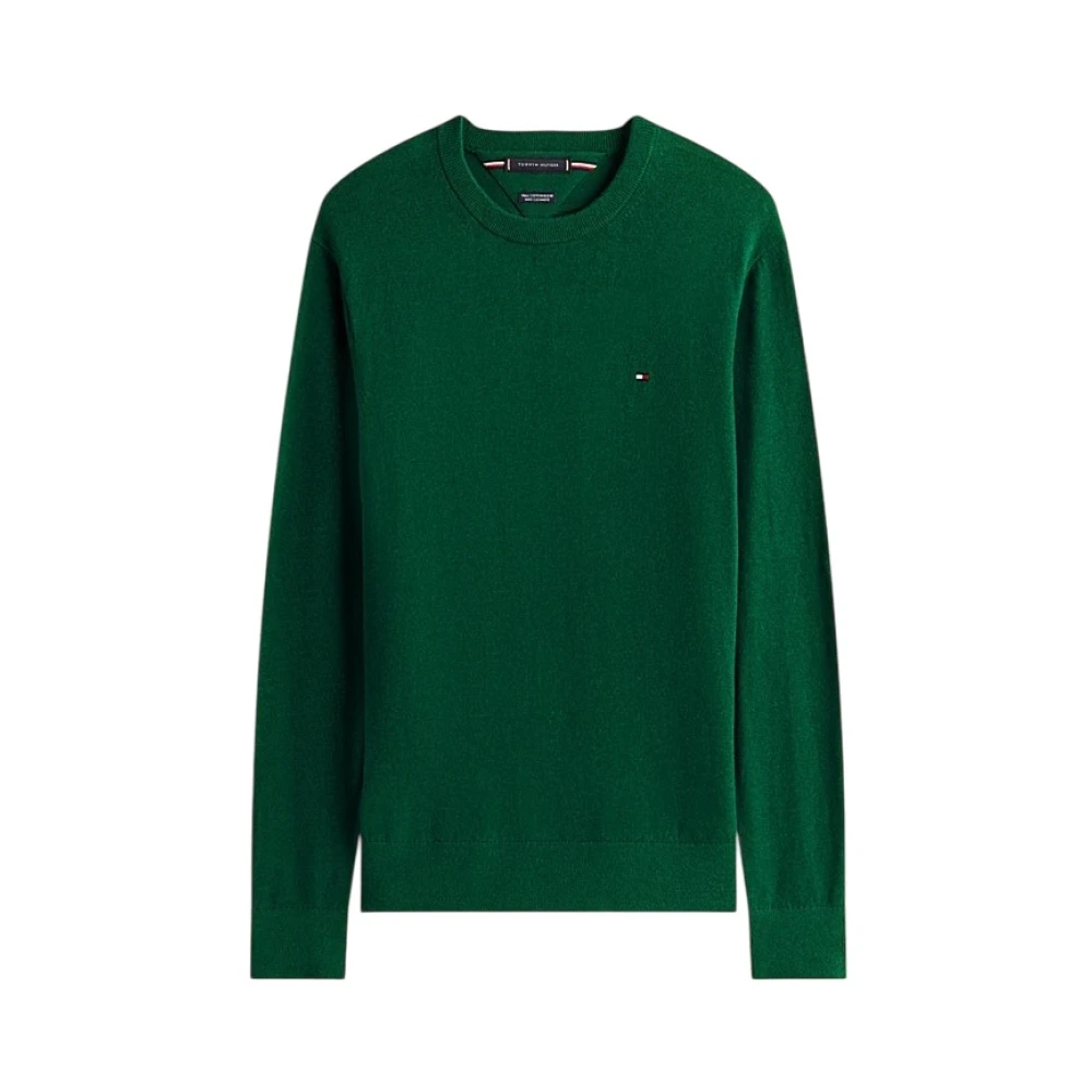 Tommy Hilfiger Men's Green Round-Neck Knitwear, 2XL, Crew Neck Jumper