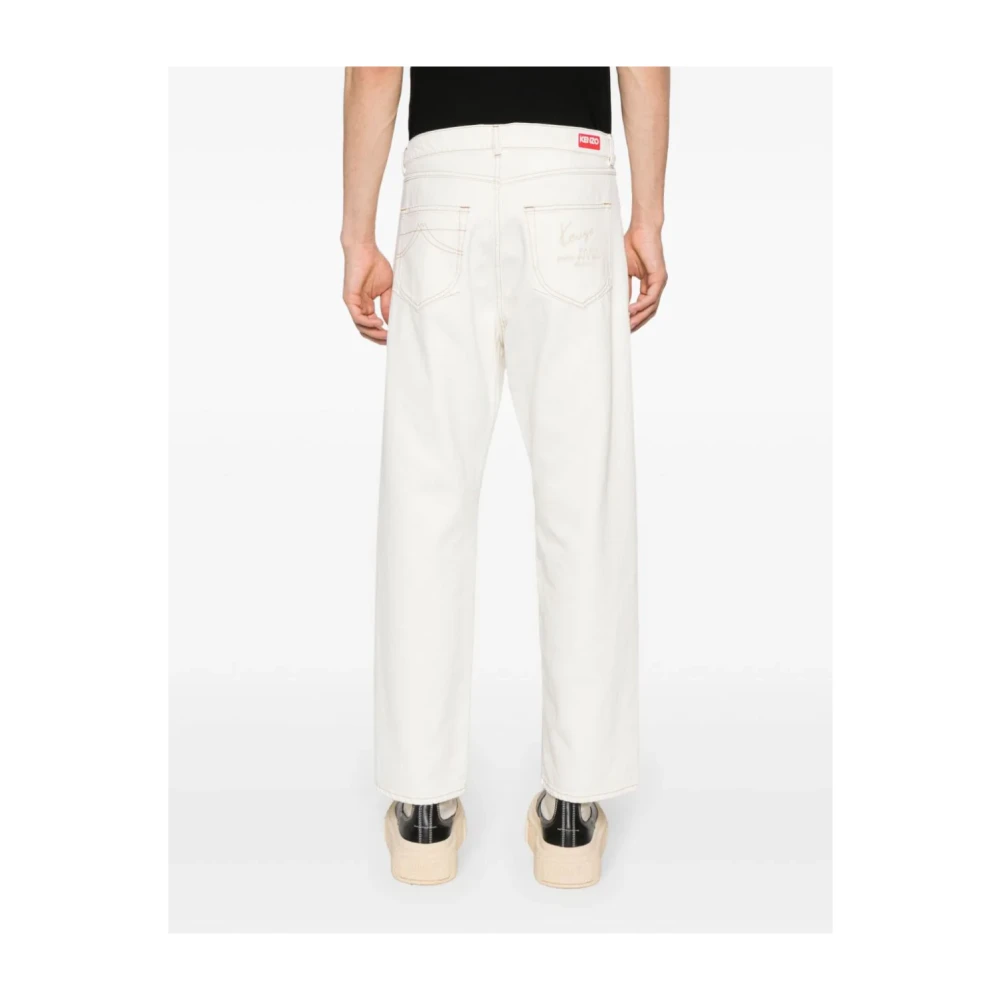 Kenzo Witte jeans met borduursel en contrasterende stiksels White Heren