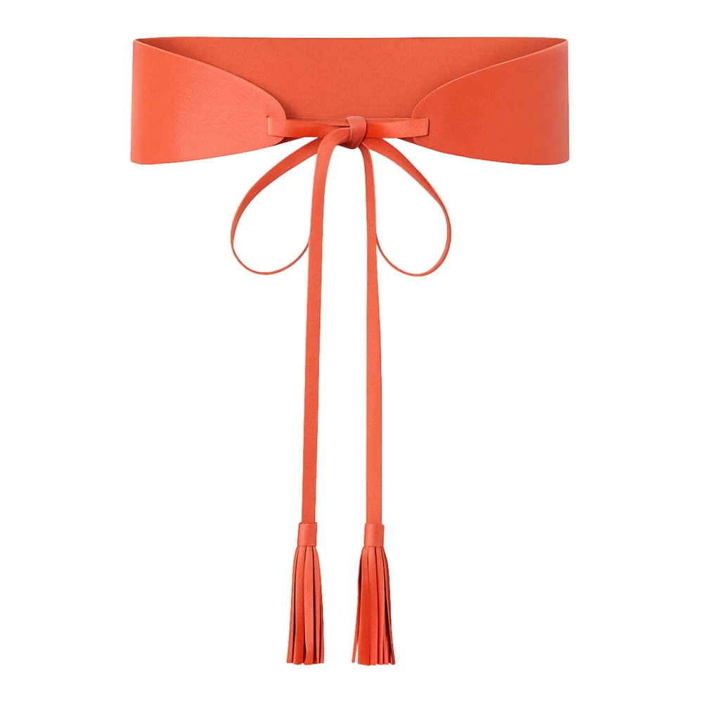 Twinset Orange Belts, Unisex, S, Tassel-Detail Leather Sash Belt