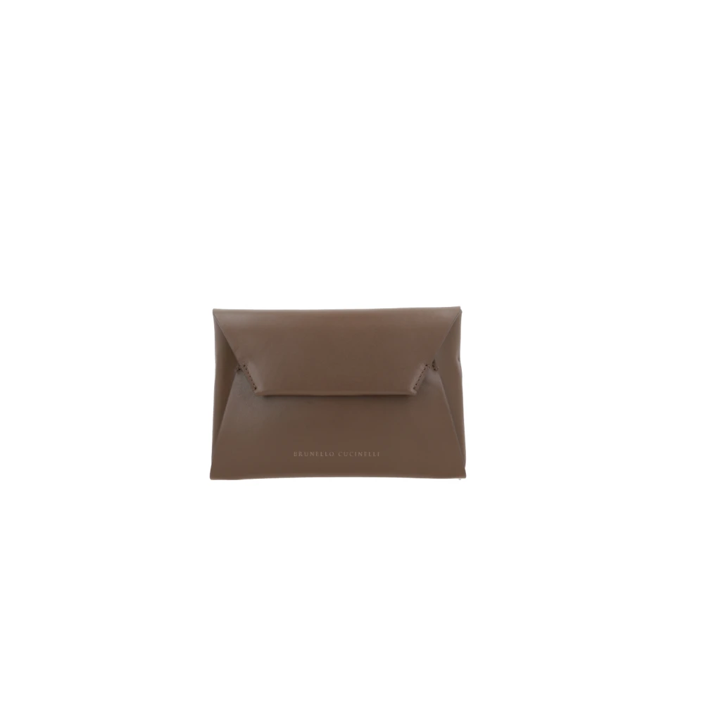 BRUNELLO CUCINELLI Lichtbruine leren schoudertas met ketting Brown Dames