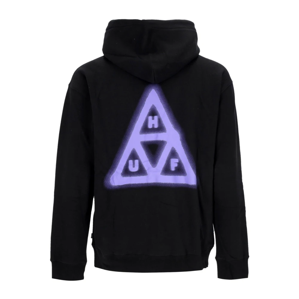 HUF Zwarte Hoodie met Rits en Koord Black Heren