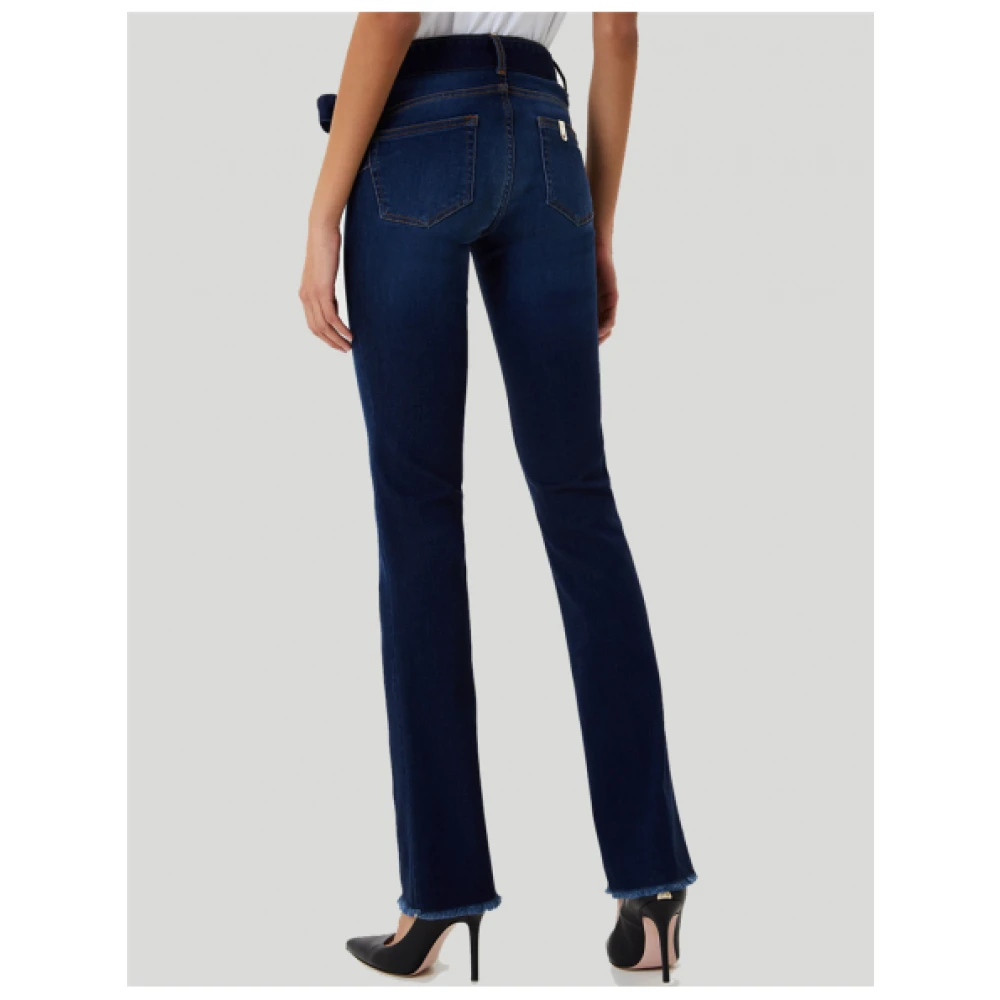 Liu Jo Flare Cut Raw Denim Jeans met Franje Zoom Blue Dames