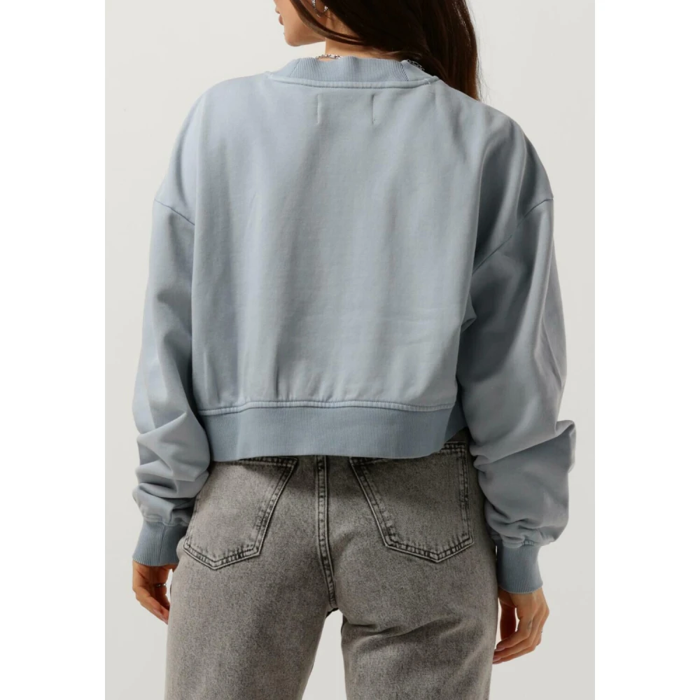 Calvin Klein Geweven Label V-hals Trui Blue Dames