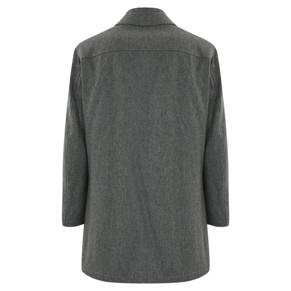 Fay Grijze Wollen Flanellen Jas Ritssluiting Gray Heren