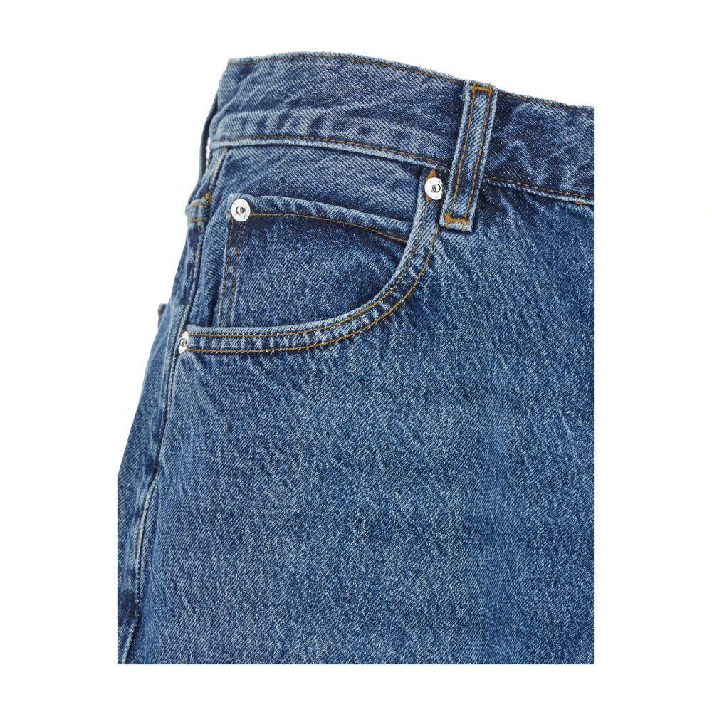 Frame Blauwe Denim Boy Shorts met Riem Blue Dames