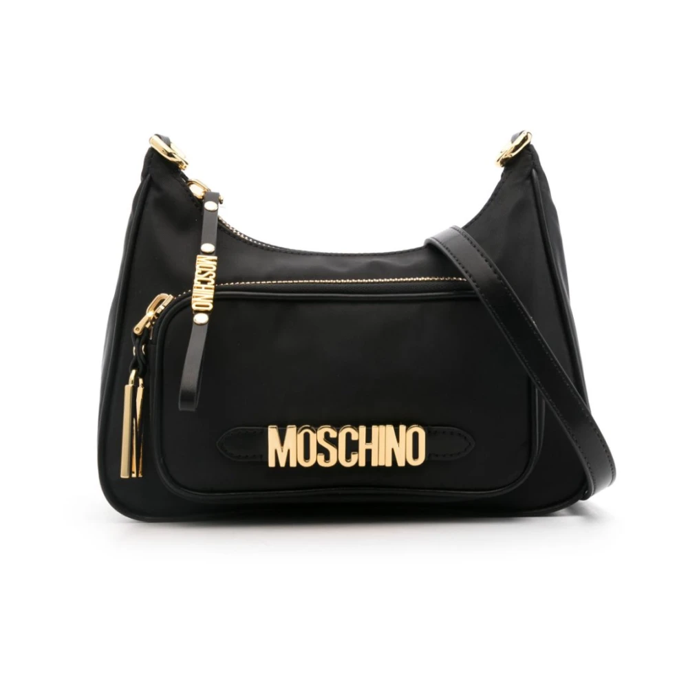 Moschino Zwarte gestructureerde schoudertas Black Dames
